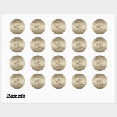 Twee gouden harten ronde sticker (Vel)