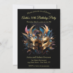 Twee gouden Venetiaanse maskers Mardi Gras Carnava Kaart
