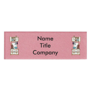 Twee gouden witte tinten roze naambadge