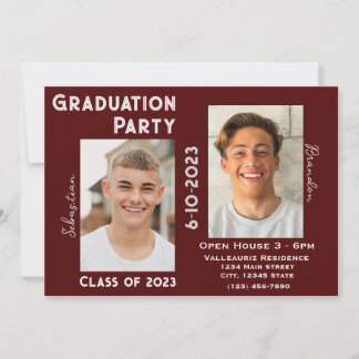 Twee Graduates Graduation Party Invitation w/Photo Kaart
