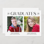 Twee Graduates Joint Afstuderen Moderne Afstudeerd Kaart (Voorkant / Achterkant)