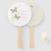 Twee grafische inkten vlinders bruiloft programma handwaaier (Voorkant en achterkant)