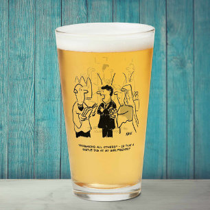 Twee Grappige Bruiloft & Huwelijk Cartoons op een Glas