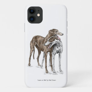 Twee Greyhound Friends Dog Art iPhone 11 Hoesje