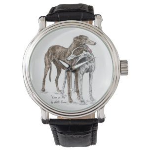 Twee Greyhound Friends Dog Art Horloge