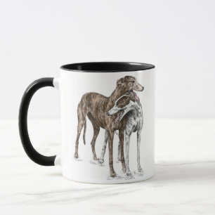 Twee Greyhound Friends Dog Art Mok
