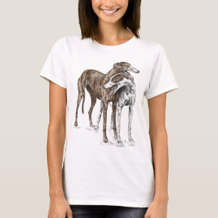 Twee Greyhound Friends Dog Art T-shirt