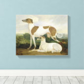 Twee Greyhounds in een Landschap (olie op canvas) Canvas Afdruk (Insitu (Houten vloer))