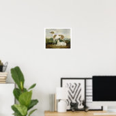 Twee Greyhounds in een Landschap (olie op canvas) Poster (Thuiskantoor)