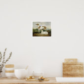 Twee Greyhounds in een Landschap (olie op canvas) Poster (Keuken)