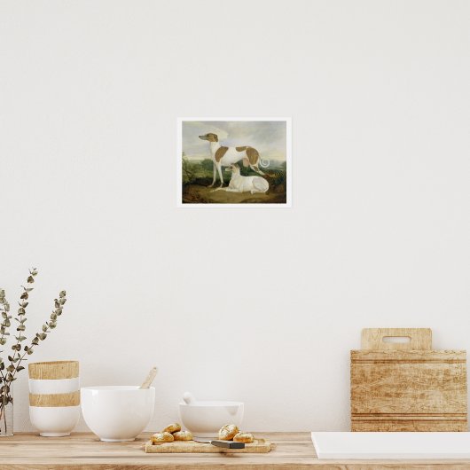 Twee Greyhounds in een Landschap (olie op canvas) Poster (Keuken)
