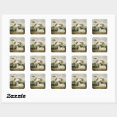 Twee Greyhounds in een Landschap (olie op canvas) Vierkante Sticker (Vel)