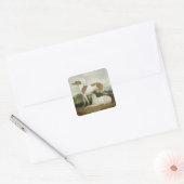 Twee Greyhounds in een Landschap (olie op canvas) Vierkante Sticker (Envelop)