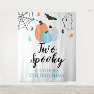 Twee griezelige Halloween pompoenen voor een 2e ve Wandkleed