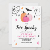 Twee griezelige roze Halloween 2e verjaardagsuitno Kaart (Voorkant)