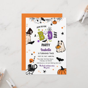 Twee griezelige verjaardagsfeestjes voor Halloween Kaart