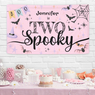 TWEE Griezels Schattige Geest Roze Halloween 2e Ve Spandoek
