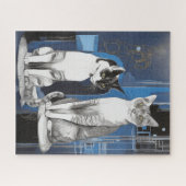 Twee grijze katten op een Abstracte achtergrond Legpuzzel (Horizontaal)