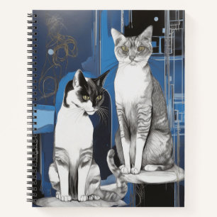 Twee grijze katten op een Abstracte achtergrond Notitieboek