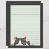 Twee grijze kittens op een voering met grijs papie (Voorkant / Achterkant)