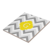 Twee grijze witte Chevron Geel Monogram Tegeltje (Zijkant)