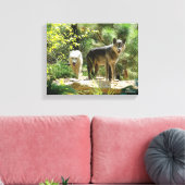 Twee grijze wolven in het bos canvas afdruk (Insitu (Woonkamer))