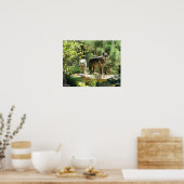 Twee grijze wolven in het bos poster (Keuken)