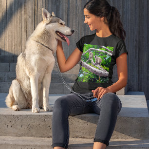 Twee groene apen die in Boom zitten drukken T-shir T-shirt