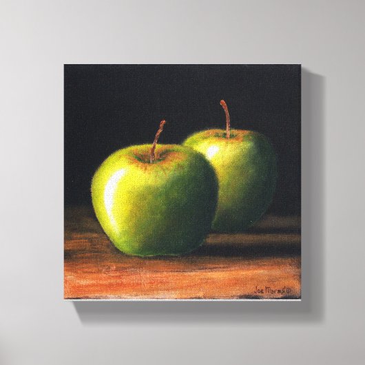 Twee groene appels canvas afdruk (Voorkant)