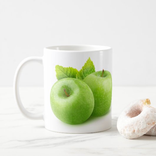 Twee groene appels koffiemok (Met donut)
