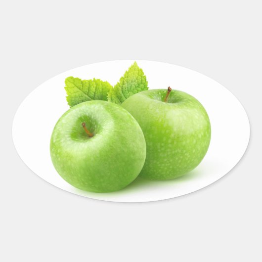 Twee groene appels ovale sticker (Voorkant)
