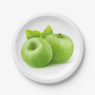 Twee groene appels papieren bordje