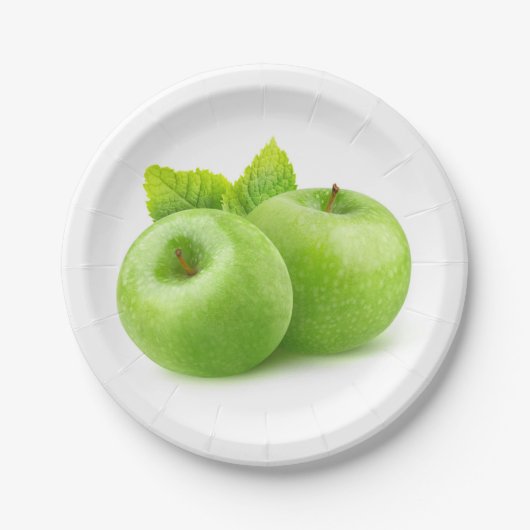 Twee groene appels papieren bordje (Voorkant)