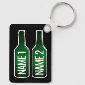 Twee groene bierflesjes aluminium sleutelhanger ca (Achterkant)