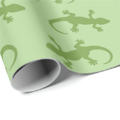 Twee groene Gecko Silhouettes Pattern Cadeaupapier (Rol Hoek)