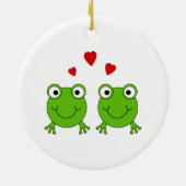 Twee groene kikkers met rood hart. keramisch ornament (Achterkant)