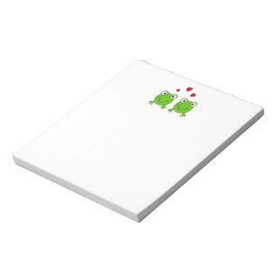 Twee groene kikkers met rood hart. notitieblok