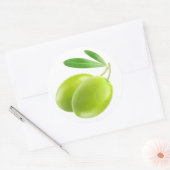 Twee groene olijven ronde sticker (Envelop)