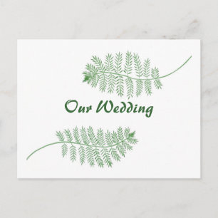 Twee Groene Varens Onze Trouwkaarten Postkaarten Uitnodiging Briefkaart