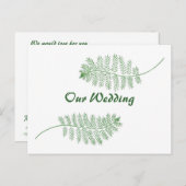 Twee groenen onze huwelijksuitnodigingen Briefkaar Uitnodiging Briefkaart (Voorkant / Achterkant)