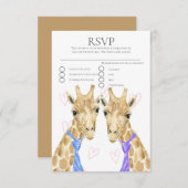 Twee Groom Giraffe Gay Bruiloft RSVP (Voorkant / Achterkant)