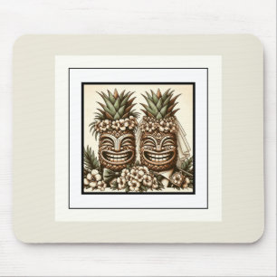 Twee Grooms Gay Ananas Tiki Hoofd Retro Bruiloft Muismat