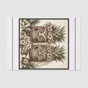 Twee Grooms Gay Ananas Tiki Hoofd Retro Bruiloft Tissuepapier