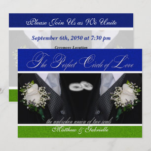 Twee Grooms Gay Wedding of Civil Union Blue Green Kaart