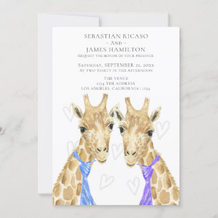 Twee Grooms Giraffe Gay Wedding Aankondiging