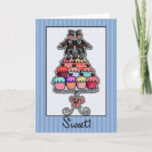 Twee Grooms op Cupcake Stack Kaart