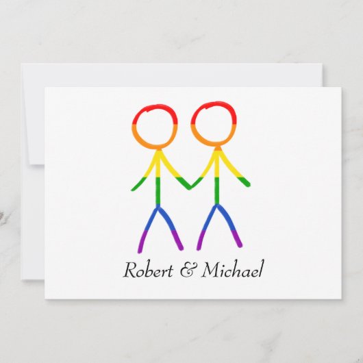 Twee Grooms Rainbow Love Horizontal Save The Date (Voorkant)