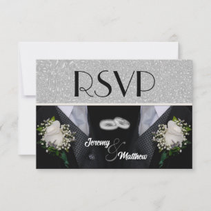 Twee Grooms Wedstrijkstokken RSVP Kaartje
