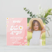 Twee Groovy 2de verjaardag Boho Retro Daisy Kaart (Staand voorkant)