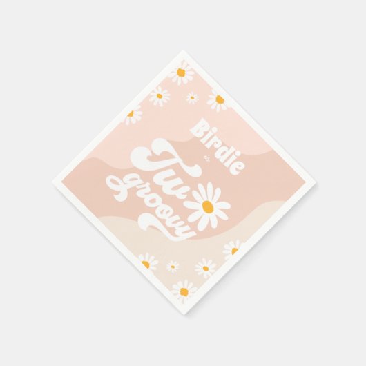 Twee Groovy 2de verjaardag Boho Retro Daisy Servet (Hoek)